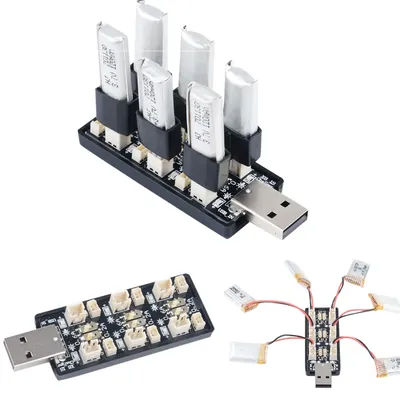 6CH USB to 3.7V~3.8V 1S LiHv Lipo Battery Charging Adapter Board 5V 2A USB Battery Charger Board for RC Toy Model Batteries