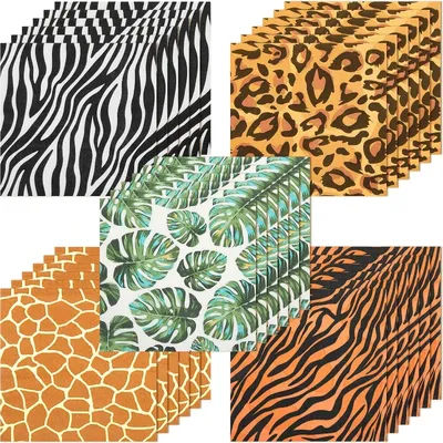 20Pcs Jungle Zoo Safari Animal Print Disposable Paper Napkins for Themed Baby Shower DIY Birthday Wedding Party Supplies