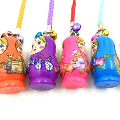 2/12pcs Fashion Jewelry Drip Charm Key Chains Wood Matryoshka Russian Dolls Key Rings Keychains Decorative Gifts CLH@8
