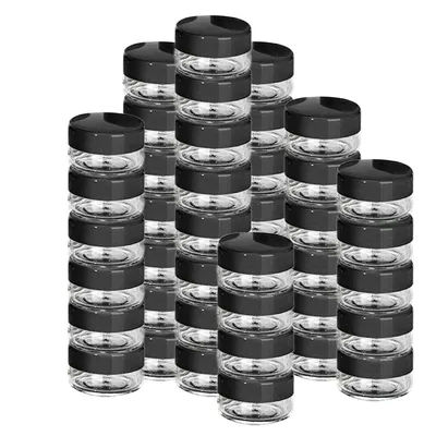 40pcs 10 Gram Empty Plastic Cosmetic Containers Clear Round Sample Pot Jar Screw Black Cap Lid BPA Free Cream Packaging