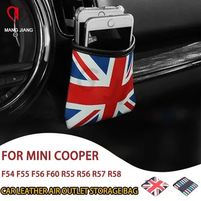 Borsa portaoggetti per presa d'aria per auto per occhiali da sole chiave per telefono cellulare per Mini Cooper Accessori per scatole organizer in pelle sospese universali