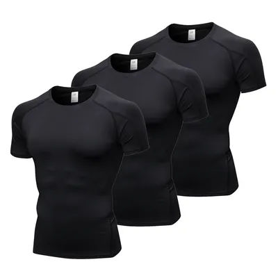 Short Sleeve Compression Shirt Men Quick Dry Workout Shirts Gym Base Layer Tights Running Basketball