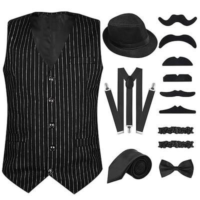 Anni Ruggenti Anni 1920 Retrò Vintage Abiti Gilet Cappello Panama Il grande Gatsby Gentiluomo Moda Costume Per uomo Natale Halloween Carnevale Balli di fine anno Festival Adulti Cravatta Gilet Altri