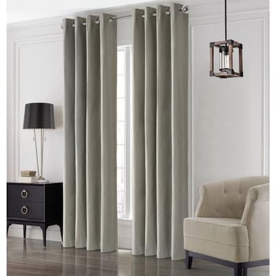 Wide Width Edison Blackout Grommet Curtain Panel by Thermaplus in Light Grey (Size 52" W 108"L)