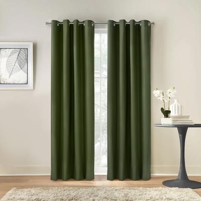 Wide Width Alpine Blackout Grommet Curtain Panel by Thermaplus in Olive (Size 52" W 63" L)