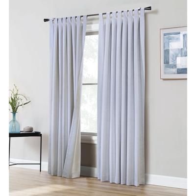 Wide Width Ventura Blackout Tab Top Curtain Panel Pair by Thermaplus in White (Size 52" W 95" L)