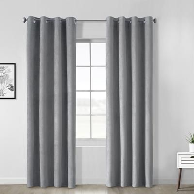 Wide Width Navar Blackout Grommet Curtain Panel by Thermaplus in Dark Grey (Size 54" W 95" L)