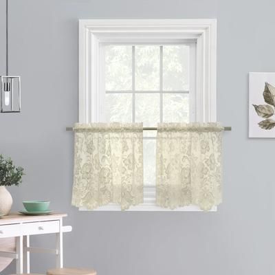 Wide Width Limoges Sheer Rod Pocket Curtain Tiers by Habitat™ in Ivory (Size 55" W 36" L)