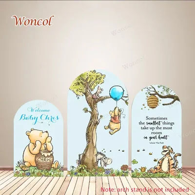 Winnie The Pooh Arch Cover Baby Birthday Backdrop Baby Shower Double-Sided Arch Backdrop Party