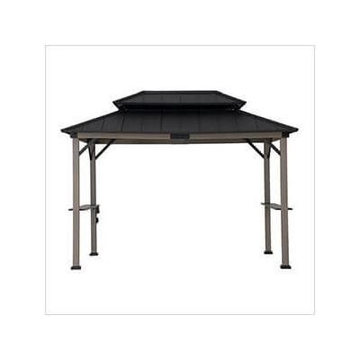 Sunjoy Group 8 x 12 Grill Gazebo with Electrical Outlets and Shelves (Black)