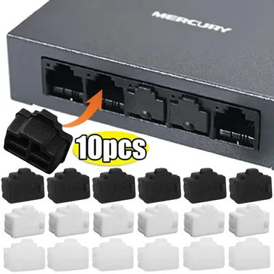 10-1Pcs Ethernet Hub Port RJ45 Anti Dust Cover Cap Protector RJ45 Dustplugs Universal for RJ45