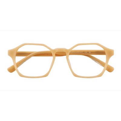Unisex s geometric Butter Yellow Acetate Prescription eyeglasses - Eyebuydirect s Degree