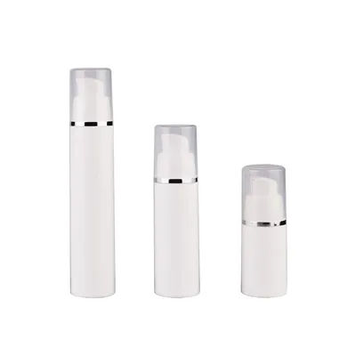 10Pcs Empty Vacuum Refillable Bottle White Essence Travel Airless Container Pump Lotion Emulsion Cosmetic Packing 15ml 30ml 50ml