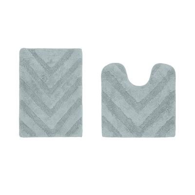 Hugo Collection 100% Cotton 2 Piece (17" X 24" | 20" X 20") Bath Rug Set by Brylane Home in Blue