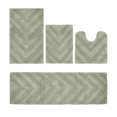 Hugo Collection 100% Cotton 4 Piece (17" X 24" | 20" X 20" | 21" X 34" | 20" X 60") Bath Rug Set by Brylane Home in Sage