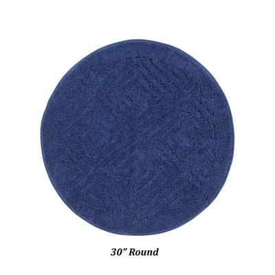 Trier Collection 25% Cotton & 75% Polyester 30" Round Bath Rug by Brylane Home in Blue