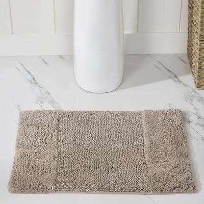 Wide Width Granada Collection 100% Cotton 17" X 24" Rectangle Bath Rug by Brylane Home in Sand (Size 21" W 34" L)