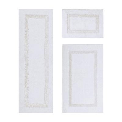 Hotel Collection 100% Cotton 3 Piece (17" X 24" | 24" X 40" | 20" X 60") Bath Rug Set by Brylane Home in White Ivory