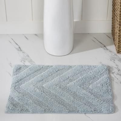 Wide Width Hugo Collection 100% Cotton 17" X 24" Rectangle Bath Rug by Brylane Home in Blue (Size 17" W 24" L)