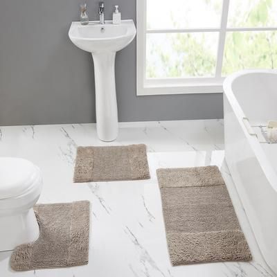 Granada Collection 100% Cotton 3 Piece (17" X 24" | 20" X 20" | 21" X 34") Bath Rug Set by Homestyles in Sand