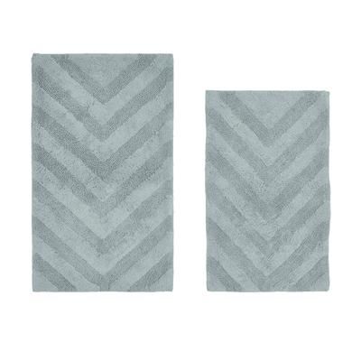 Hugo Collection 100% Cotton 2 Piece (21" X 34" | 24" X 40") Bath Rug Set by Brylane Home in Blue