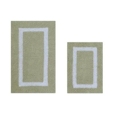 Hotel Collection 100% Cotton 2 Piece (17" X 24" | 21" X 34") Bath Rug Set by Brylane Home in Sage White