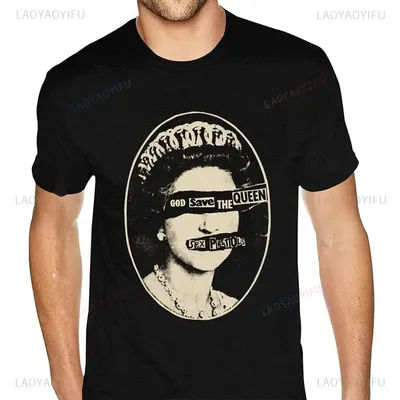 Male Vintage Print Sex Pistols T Shirt God Save The Queen T-Shirt Tee Homme Anime Hot Sale Tshirt Men Streetwear Men Clothing