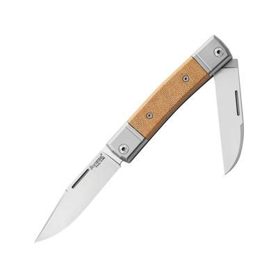 Lionsteel BestMan BM13 Slipjoint Canvas Folding Knife Satin finish Bohler M390 stainless clip and Wharnc Natural canvas micarta handle BM13 CVN
