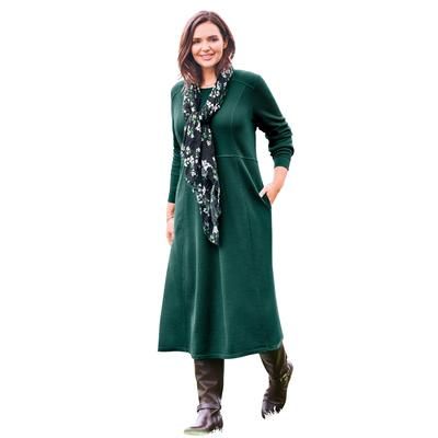 Plus Size Women's Thermal Knit A-Line Dress by Woman Within in Emerald Green (Size L)