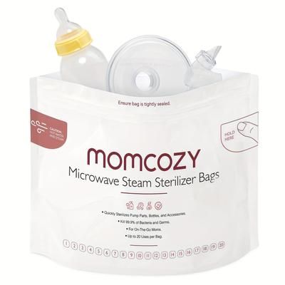 TEMU Momcozy Microwave Steam Sterilizer Bags, Travel Sterilizer Bags Reusable For Breast Pump Part/baby Bottle, 20 Uses Per Bag, Breastpump Accessories For Momcozy /s12 Pro/v1/v2, Not For M5