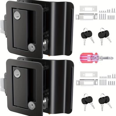 TEMU Ristow 2-pack Upgraded Rv Door Locks Rl001 For Travel Trailers With Paddle Deadbolt, Camper Door Latch Lock Replacement Kit For Trailer Door Camper Horse Trailer Cargo