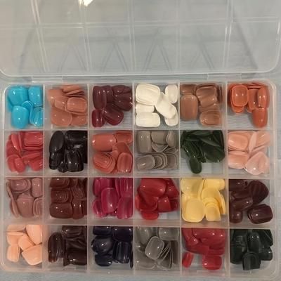 TEMU 576pcs Of 24 Colors Short Press-on Nail Sheets, Short Square Full Coverage Color Solid False Nails, Suitable For Women's Nail Salon Art