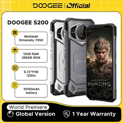 DOOGEE S200 Rugged Phone 5G Dimensity 7050 Octa Core 1.32" AMOLED Rear Display 12GB RAM+256GB ROM 100MP Camera 10100mAh 5G Phone