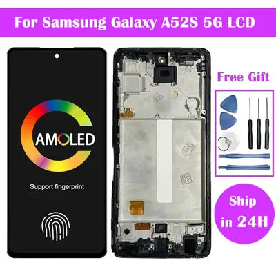 Super AMOLED For Samsung Galaxy A52s 5G SM-A528B LCD Display Touch Screen Digitizer Repair Parts Assembly A52S LCD with Frame