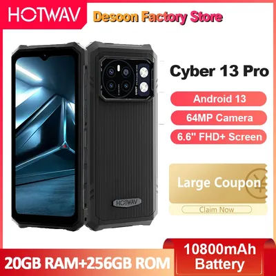 HOTWAV Cyber 13 Pro 6.6'' FHD+ Smartphone Octa-Core 20GB+256GB 64MP Camera 10800mAh Battery 20W Charging Phone