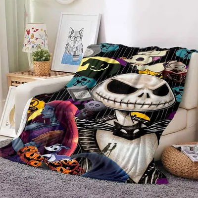 Couvertures douces de dessin animé 3D le cauchemar avant noël Jack, couverture confortable pour lits de pique-nique, canapé, maison, chambre à coucher