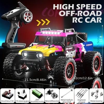 TEMU Top High-speed 75km/h Racing Car With 4wd Off-road Rc Truck, All Terrain Vehicle Rc Car For Adults , Christmas Gift