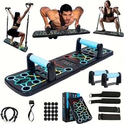 TEMU Universal 11-piece Strength Training Set - Multi-functional Polypropylene Fitness Equipment Combo With Push-up Board, Resistance Bands, And Handles