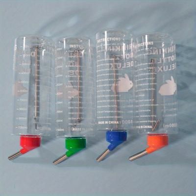 TEMU Rabbit Water Feeder Bottle With Large Capacity, Easy Touch-control Drinking Dispenser, Transparent, Easy-to-clean, Durable Plastic, With Graduated Scale, Random Color Shipment