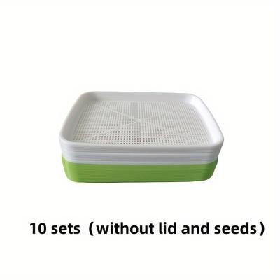 TEMU 10 Packs, Large Capacity Seed Sprouting Trays, Soil-free Plastic Kit, 12.8x9.5inch, For Indoor Outdoor Germinating Seeds, Beans, Wheatgrass, No Or Seeds Included