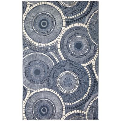 Marina Circles Indoor/Outdoor Area Rug Azure by Brylane Home in Delft (Size 3'3"X4'11")