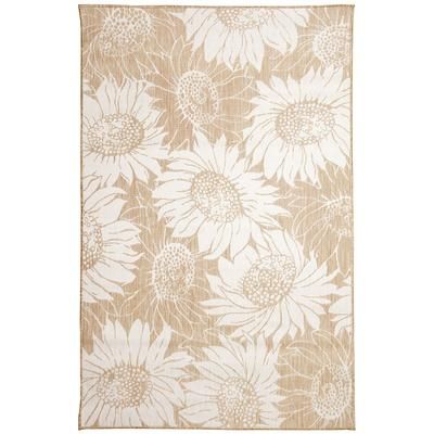 Carmel Sunflower Field Indoor/Outdoor Area Rug Black by Brylane Home in Sand (Size 7'10"X9'10")