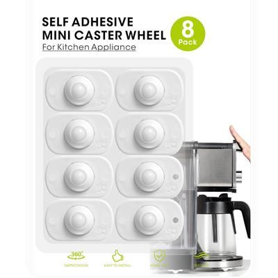 TEMU 8-pack Plastic Mini Caster Wheels With 360-degree Rotation, Self-adhesive Appliance Sliders For Of Kitchen Appliances, Coffee Makers, Cookers, Air Fryers - Dining Room Use