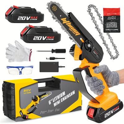 TEMU 6-inch Mini Chainsaw - Cordless Handheld Chainsaws With Dual Batteries For Wood Cutting And Prunin