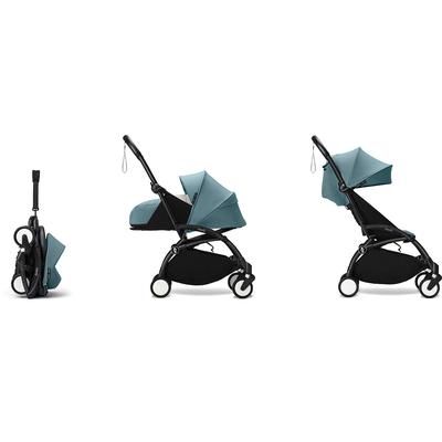 Stokke YOYO3 Ultra Compact Complete 0+/6+ Stroller Bundle - Black / Aqua