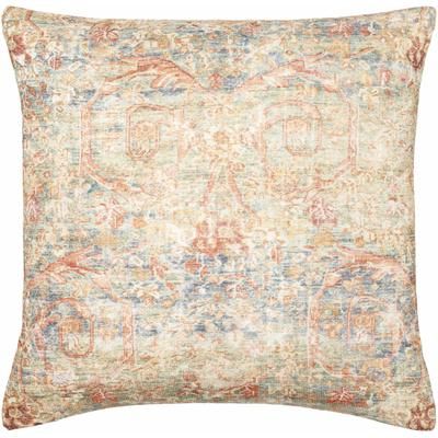 Angelo 18" Square Traditional Medium Green/Orange/Burnt Orange/Blue Outdoor Throw Pillow - Boutique Rugs