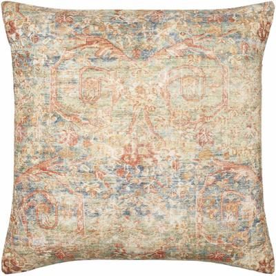 Angelo 18" Square Traditional Medium Green/Orange/Burnt Orange/Blue Outdoor Throw Pillow - Boutique Rugs