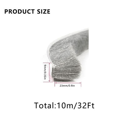 TEMU 33ft Self Adhesive Pile Weather Stripping Door Brush Strip In High Density For Window Door Sliding Sash Diy For