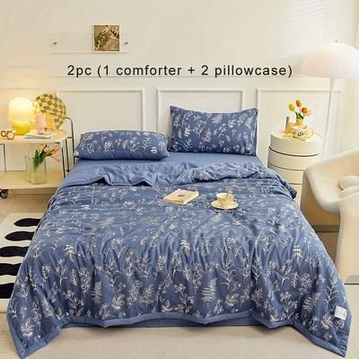 TEMU Summer Thin Quilt Set: 1 Quilt + 1-2 Pillowcases - Soft And Breathable 100% High-quality Microfiber (1 Quilt, 1-2 Pillowcases, No Sheet Or Pillow Insert Included)