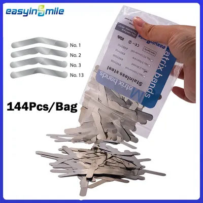 144Pcs Dental Tofflemire matrix bands universal stainless steel regular bands .0015 inch Broad Narrow 1/ 2/ 3/ 4 Easyinsmile